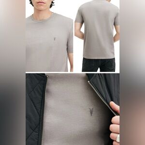 All Saints Kole SS Crew Oversized 100% Cotton, Ramskull T-Shirt in Corazon Taupe